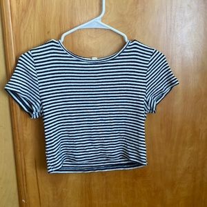 New with tags striped womens cropped top short sleeve